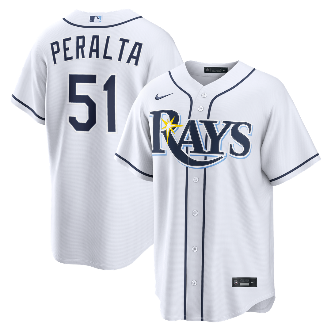 Men's Tampa Bay Rays Freddy Peralta White Home Replica MLB Baseball Jersey - view 1