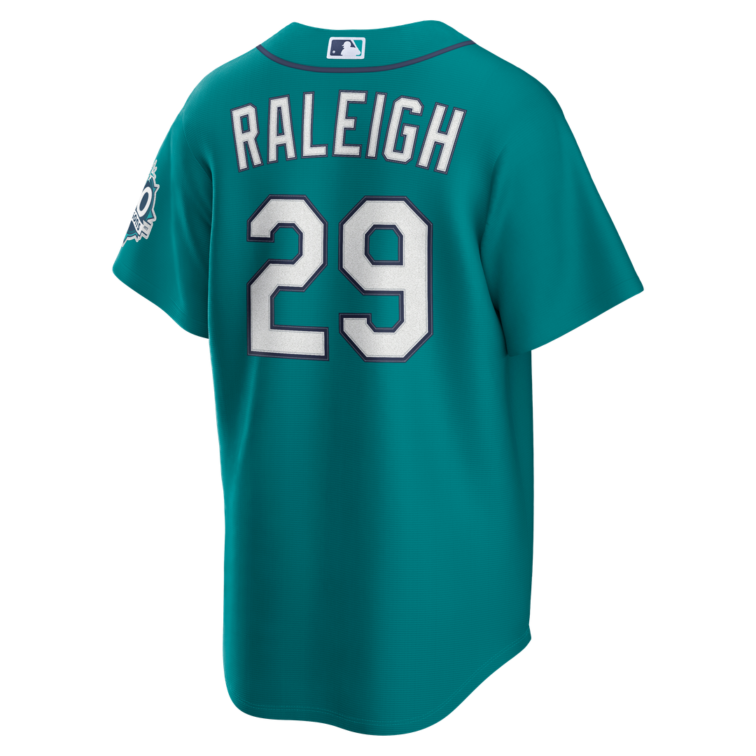 Men's Seattle Mariners Cal Raleigh Teal Alternate 50th Season Patch Stadium MLB Baseball Jersey - view 3