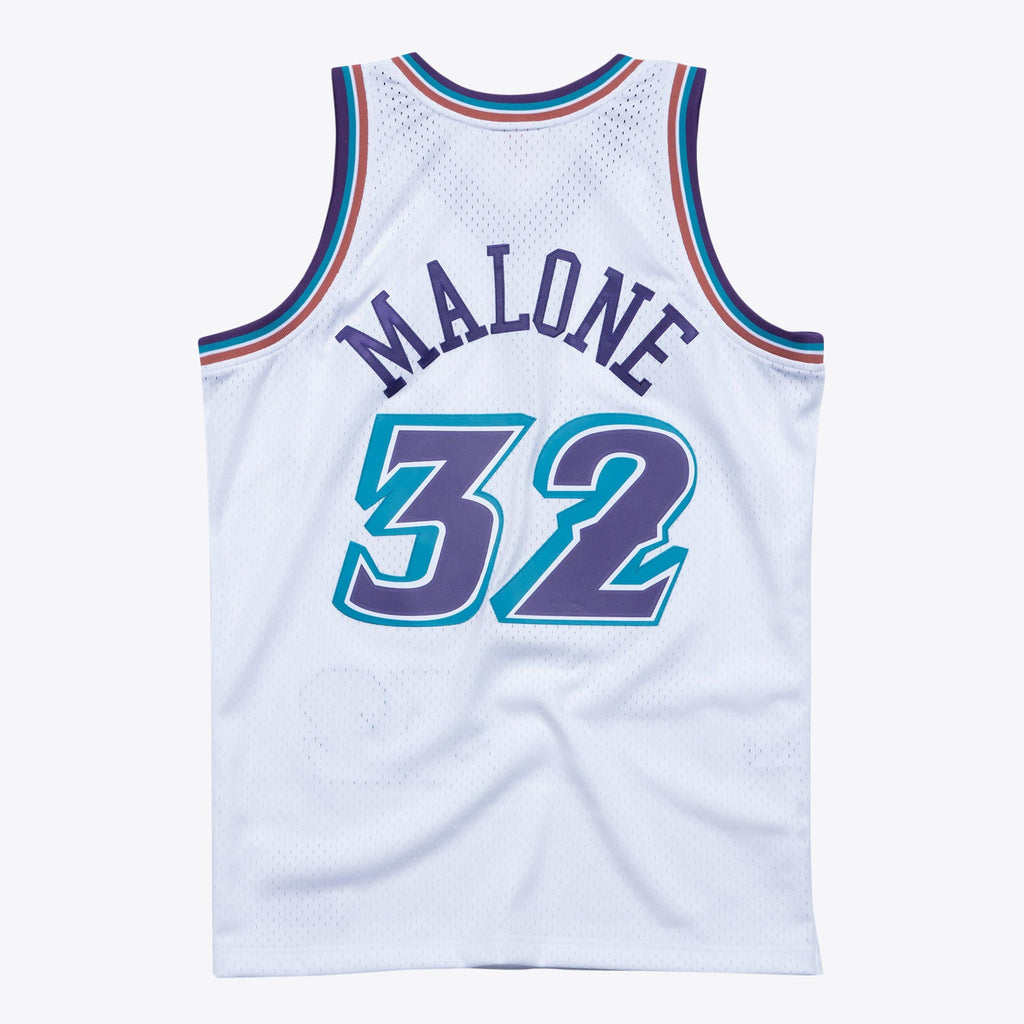 Men's Utah Jazz Karl Malone 1996 Hardwood Classics Swingman NBA Basketball Jersey - White - view 1