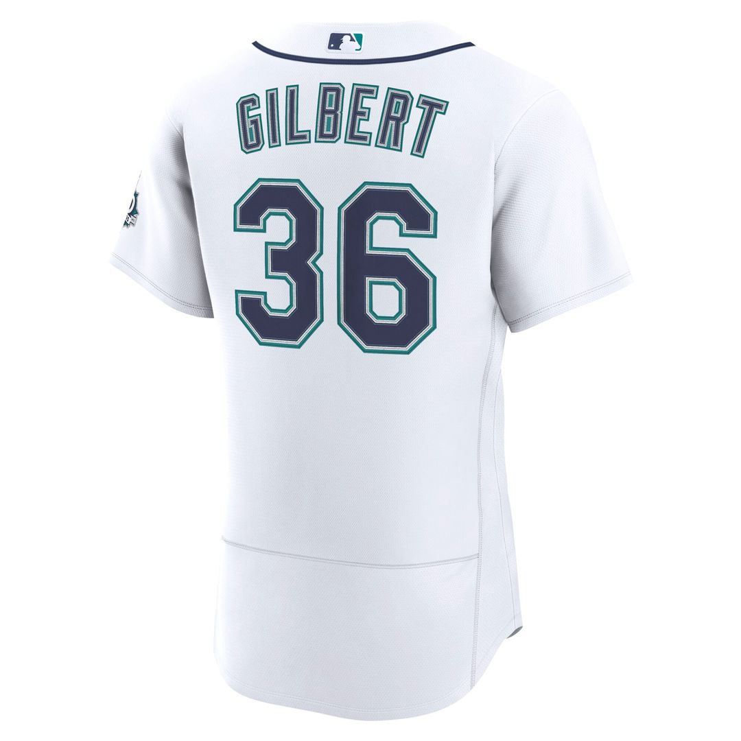 Men's Seattle Mariners Logan Gilbert White Home 50th Season MLB Baseball Jersey - view 3