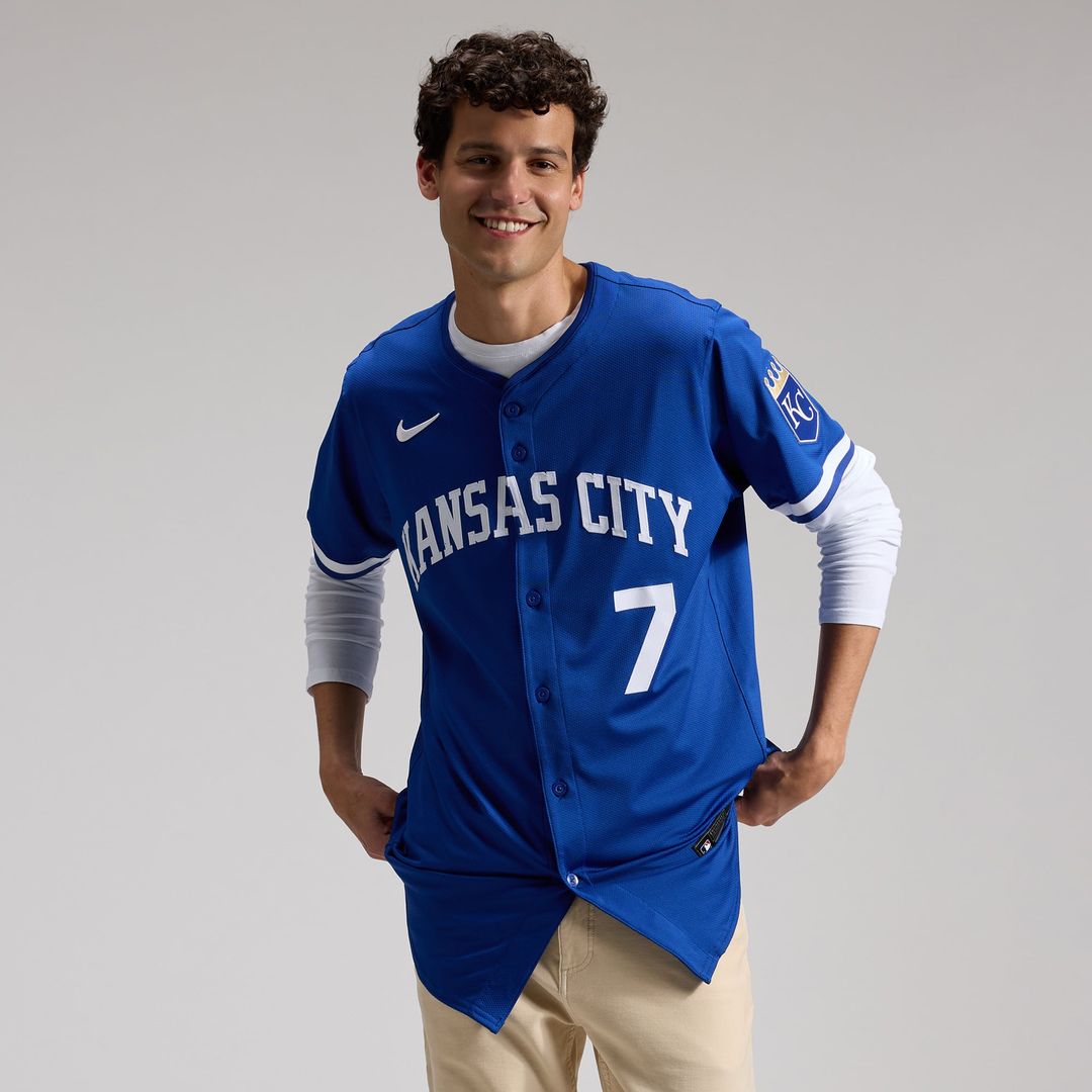 Men's Kansas City Royals Bobby Witt Jr. Royal Alternate 2 Elite MLB Baseball Jersey - view 4