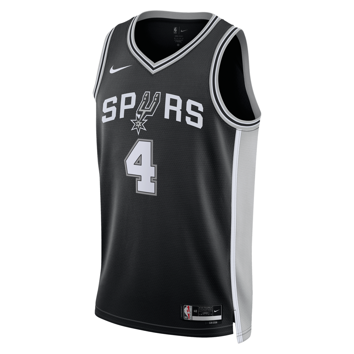 Unisex De'Aaron Fox San Antonio Spurs Icon Edition Swingman NBA Basketball Jersey - Black - view 3