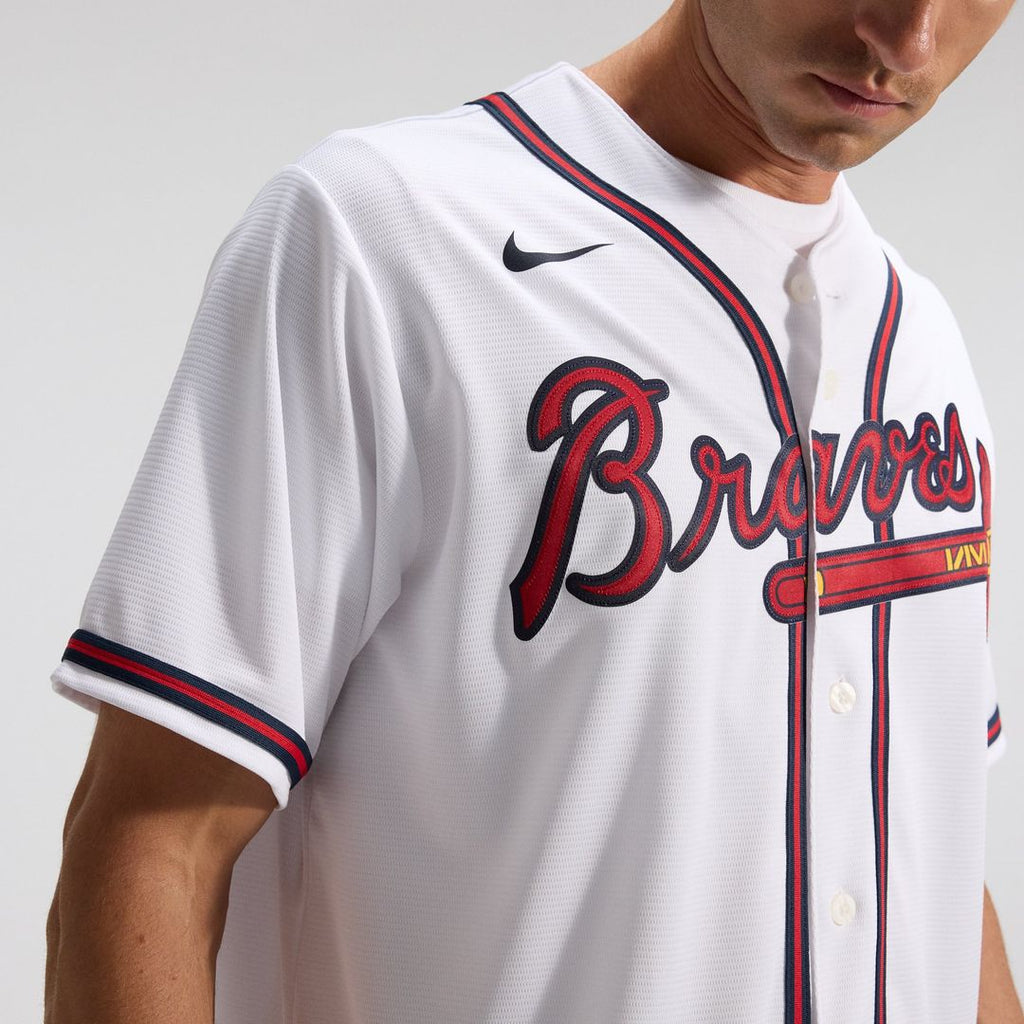 Men's Atlanta Braves White Home Replica MLB Baseball Jersey - view 9
