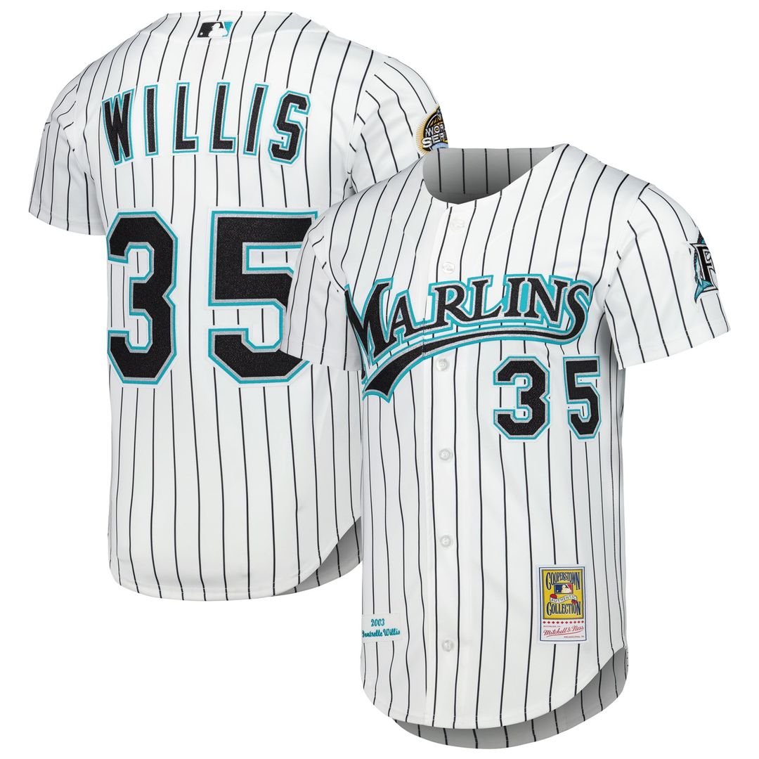 Men's Florida Marlins Dontrelle Willis White Cooperstown Collection MLB Baseball Jersey - view 1