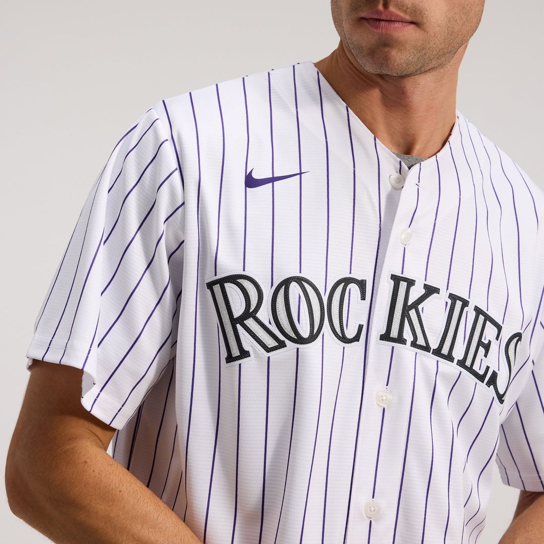 Men's Colorado Rockies White Home Replica MLB Baseball Jersey - view 6
