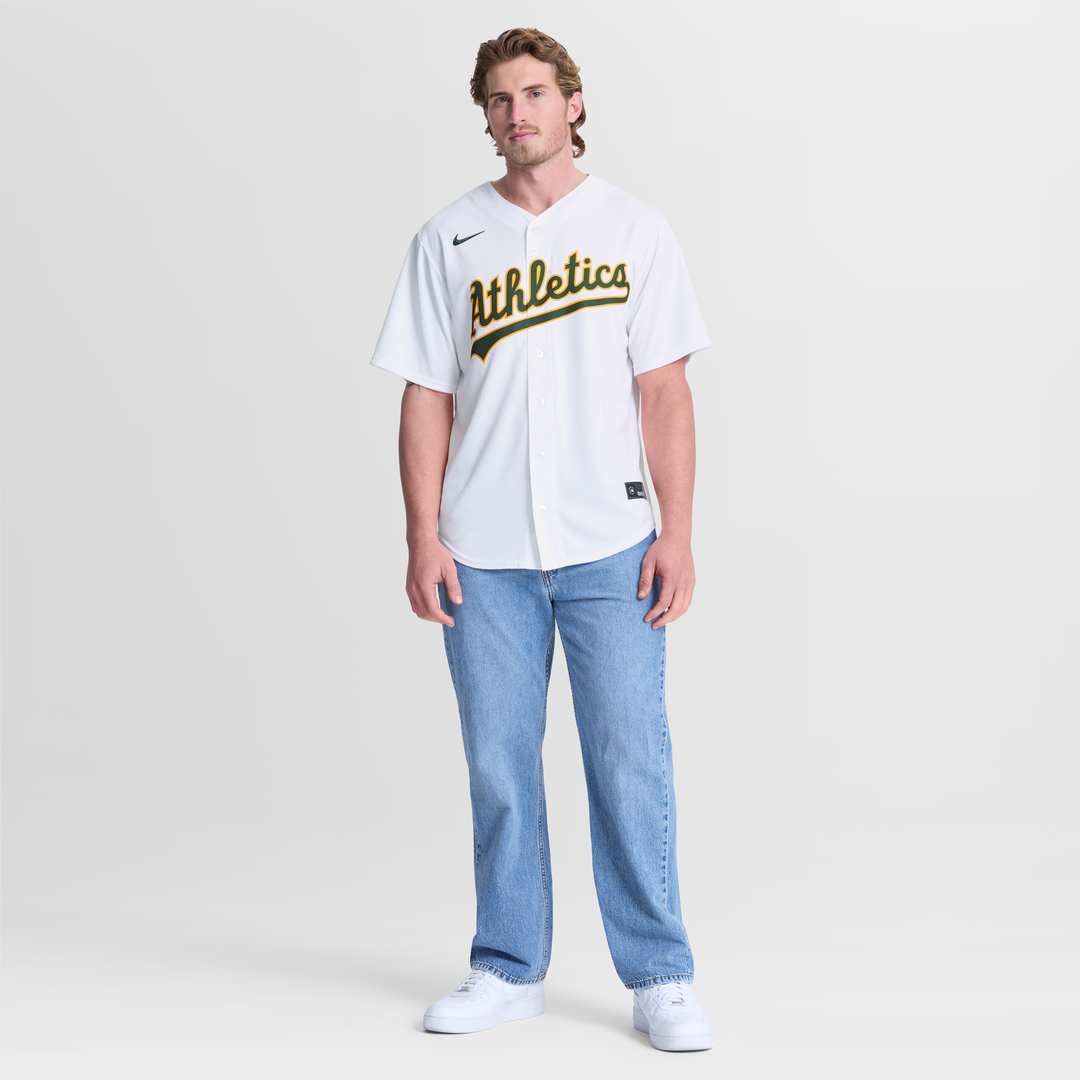 Men's Athletics White Home Replica MLB Baseball Jersey - view 4