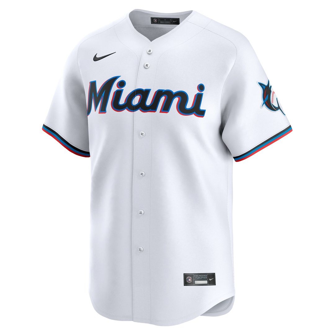Men's Miami Marlins White #1 Dad Home Limited MLB Baseball Jersey - view 2