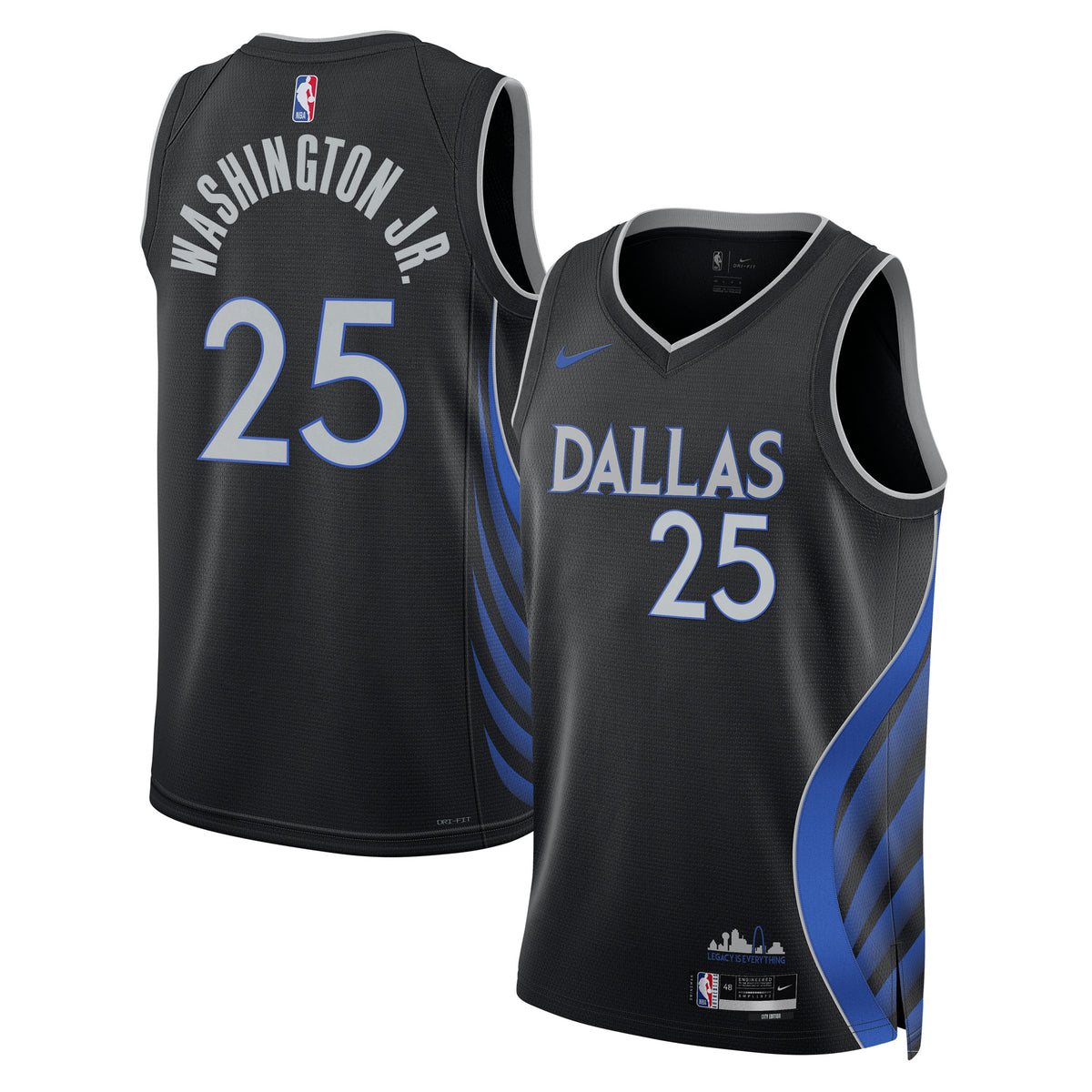 Unisex P.J. Washington Jr. Dallas Mavericks 2025/26 City Edition Swingman NBA Basketball Jersey - Black - view 2