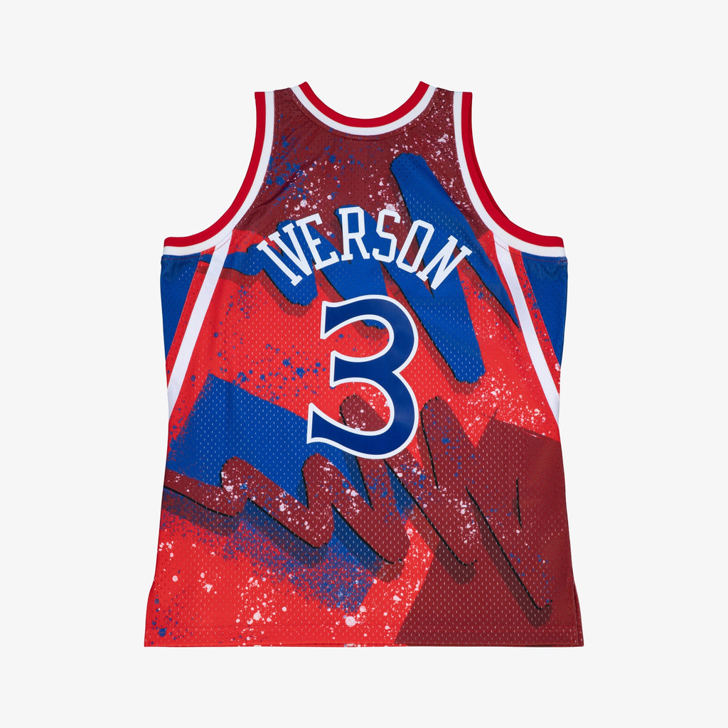 Men's Philadelphia 76ers Allen Iverson 1996 Hyper Hoops Swingman NBA Basketball Jersey - Scarlet - view 4
