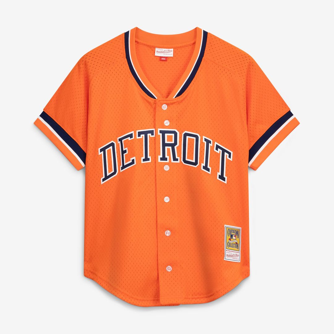 Men's Detroit Tigers Kirk Gibson Orange Cooperstown Collection Mesh Batting Practice Button-Up MLB Baseball Jersey - view 2
