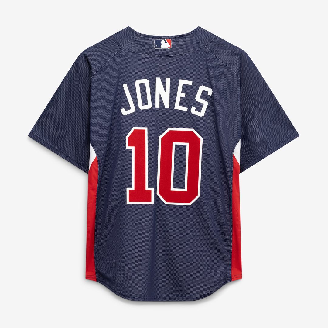 Men's Atlanta Braves Chipper Jones Navy Batting Practice MLB Baseball Jersey - view 3