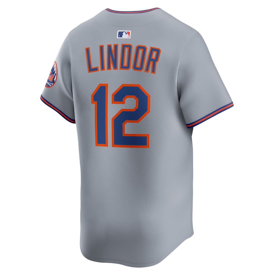 Men's New York Mets Francisco Lindor Gray Road Limited MLB Baseball Jersey - view 3