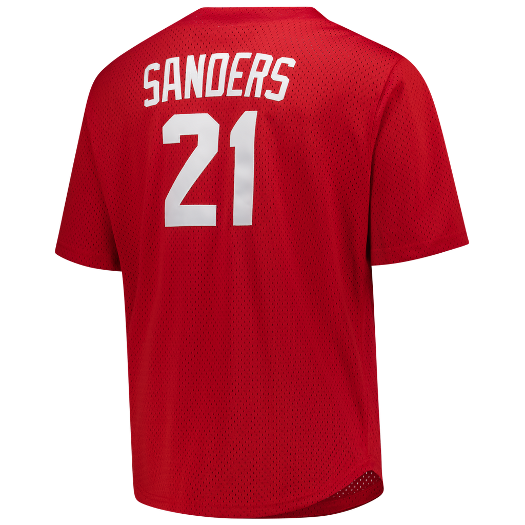Men's Cincinnati Reds Deion Sanders Red Big & Tall Cooperstown Mesh Batting Practice MLB Baseball Jersey - view 3