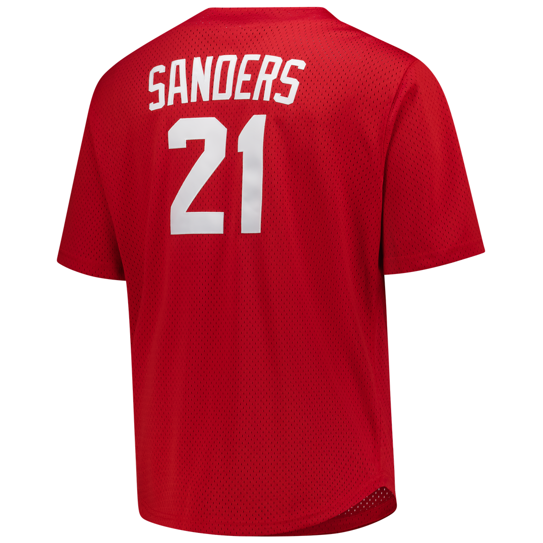 Men's Cincinnati Reds Deion Sanders Red Big & Tall Cooperstown Mesh Batting Practice MLB Baseball Jersey - view 3