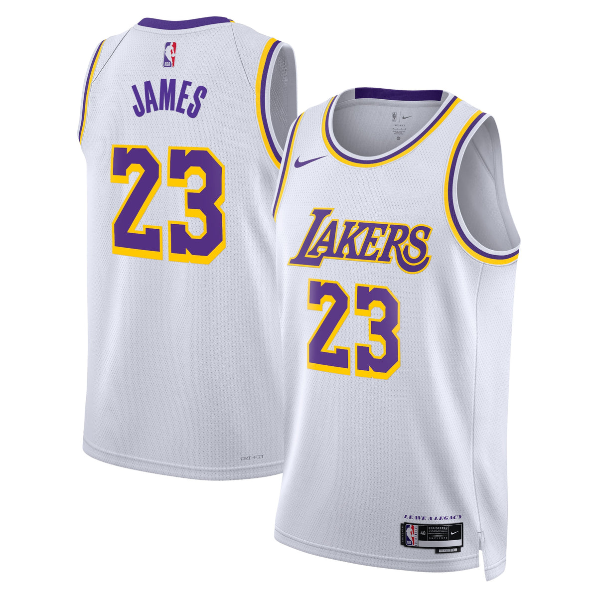 Unisex Lebron James Los Angeles Lakers Association Edition Swingman NBA Basketball Jersey - White - view 1