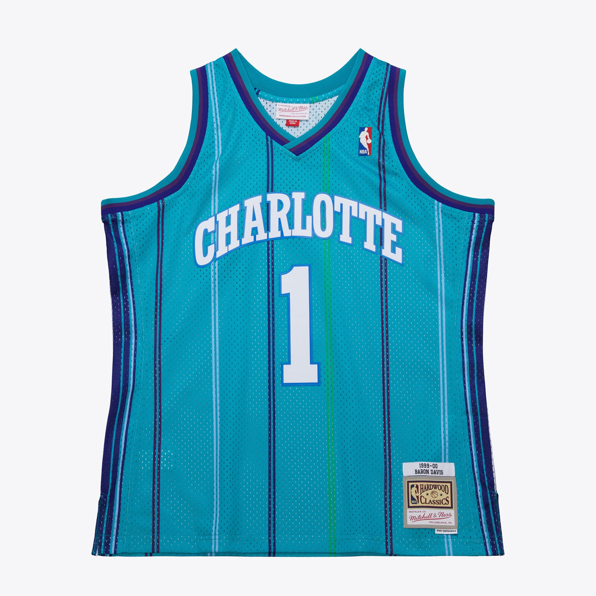Men's Charlotte Hornets Baron Davis 1999 Swingman Road NBA Basketball Jersey - Teal - view 3