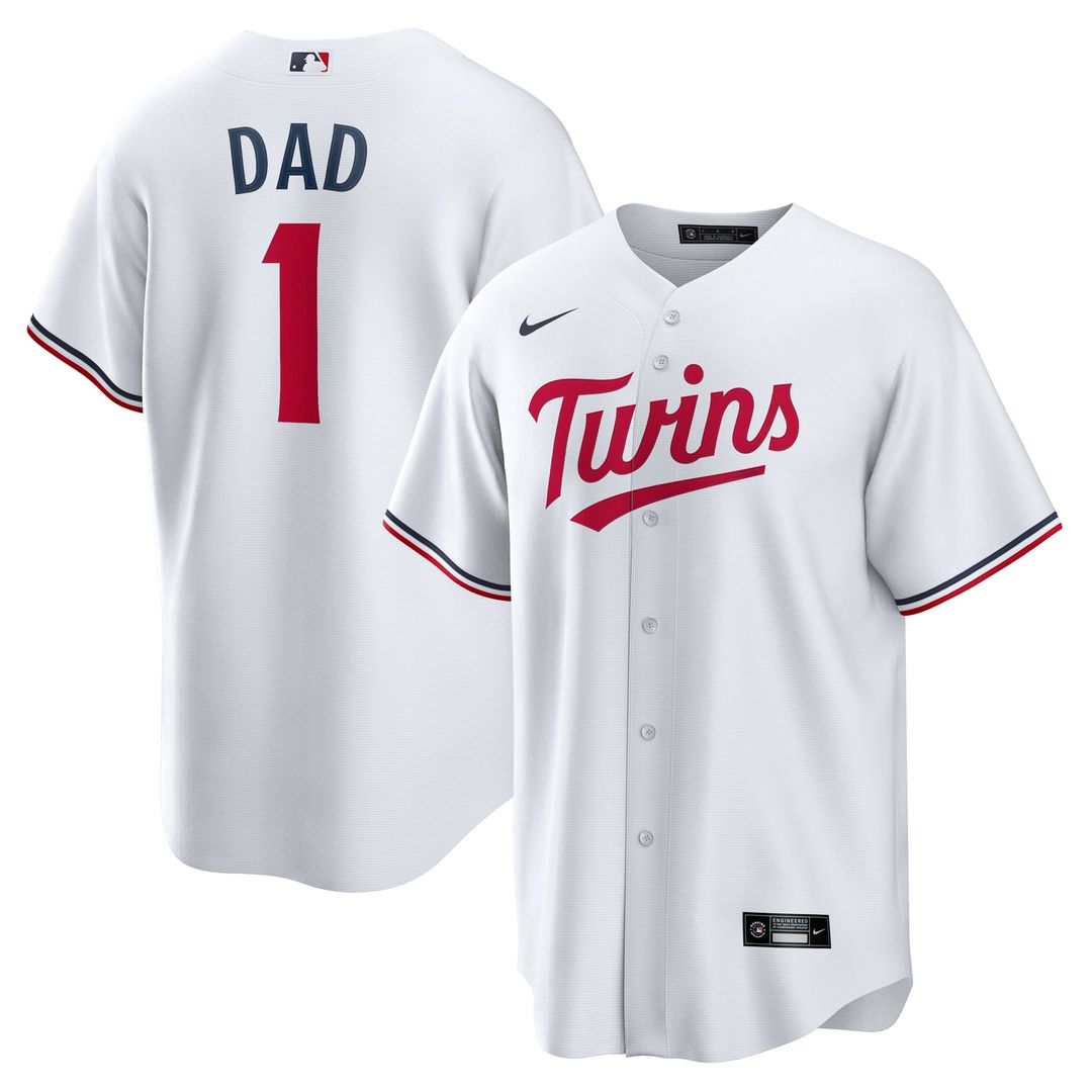 Men's Minnesota Twins White #1 Dad Home Replica MLB Baseball Jersey - view 1