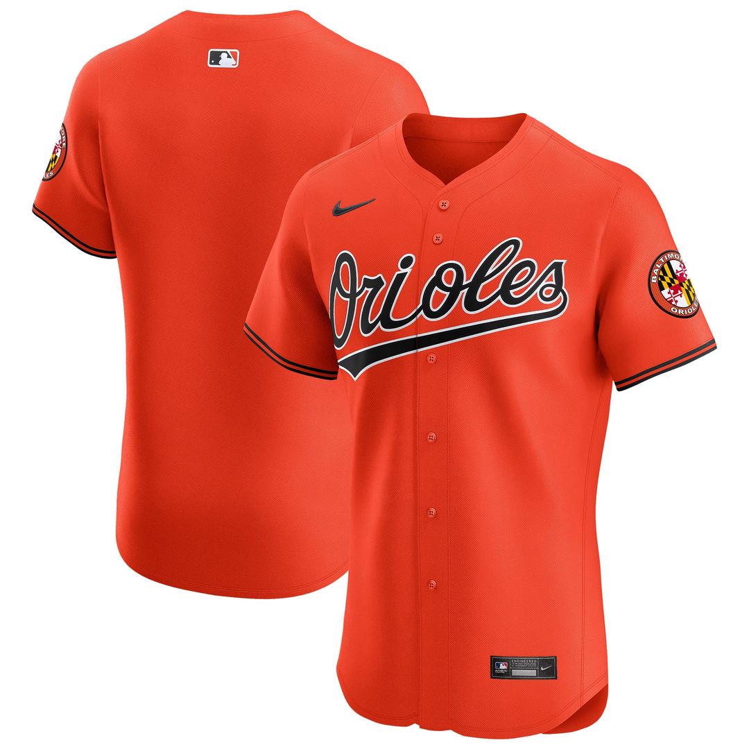 Men's Baltimore Orioles Orange Alternate Elite Patch MLB Baseball Jersey - view 1