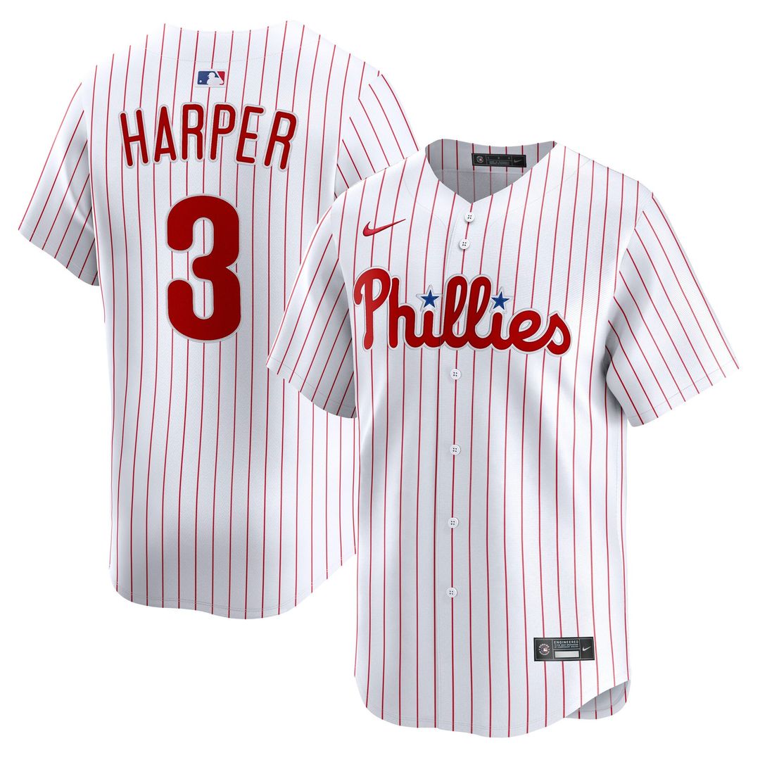 Men's Philadelphia Phillies Bryce Harper White Home Limited MLB Baseball Jersey - view 11