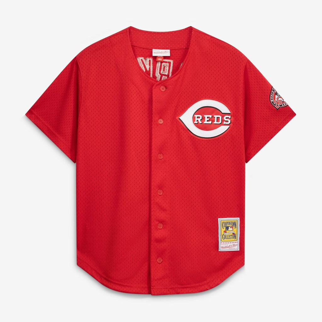 Men's Cincinnati Reds Barry Larkin Red Throwback Cooperstown Mesh Batting Practice MLB Baseball Jersey - view 2