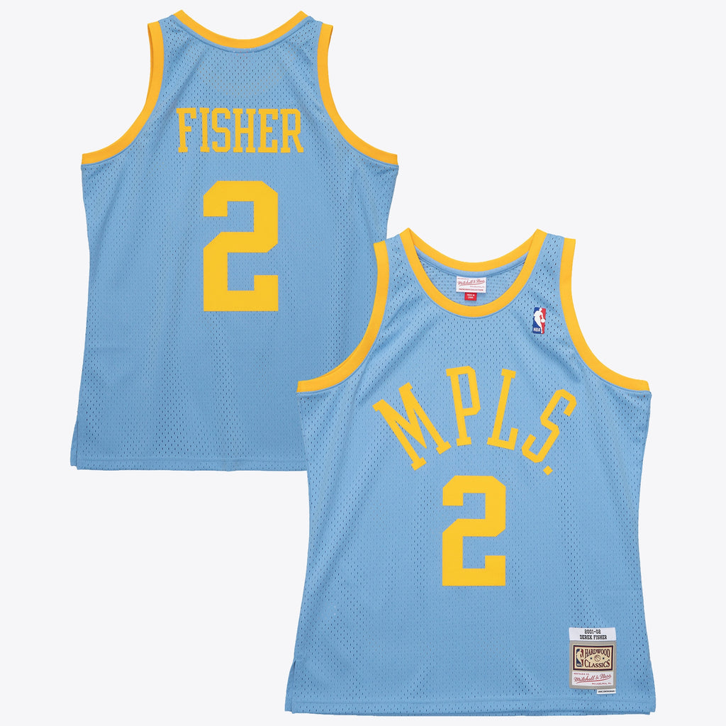 Men's Los Angeles Lakers Derek Fisher 2001 Swingman NBA Basketball Jersey - Columbia Blue - view 1