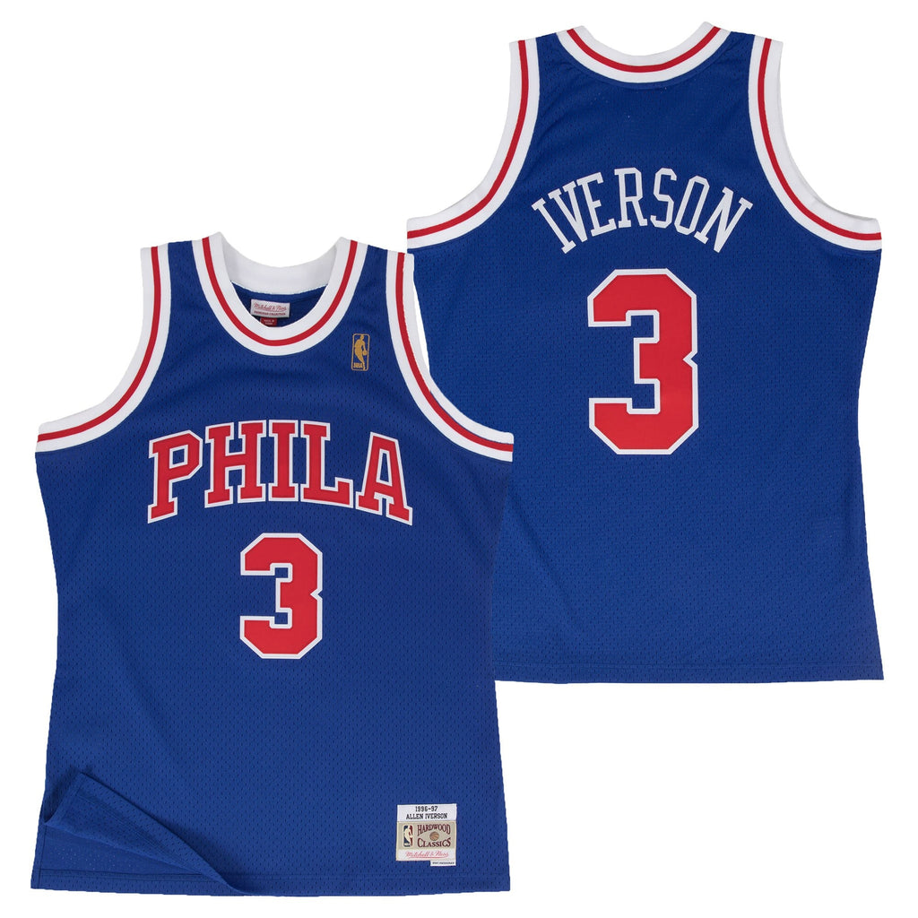 Men's Philadelphia 76ers Allen Iverson 1997 Hardwood Classics Alternate Swingman NBA Basketball Jersey - Blue - view 1