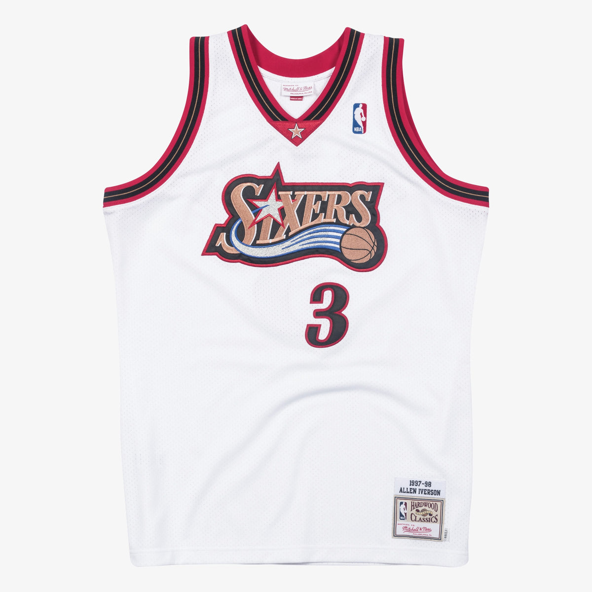 Men's Philadelphia 76ers Allen Iverson 1997 NBA Basketball Jersey - White - view 3