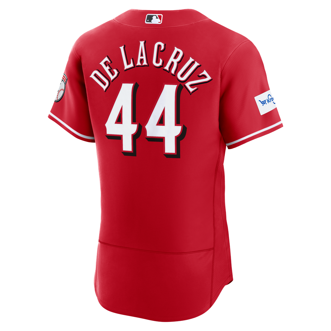 Men's Cincinnati Reds Elly De La Cruz Red Alternate Sponsor Patch MLB Baseball Jersey - view 3