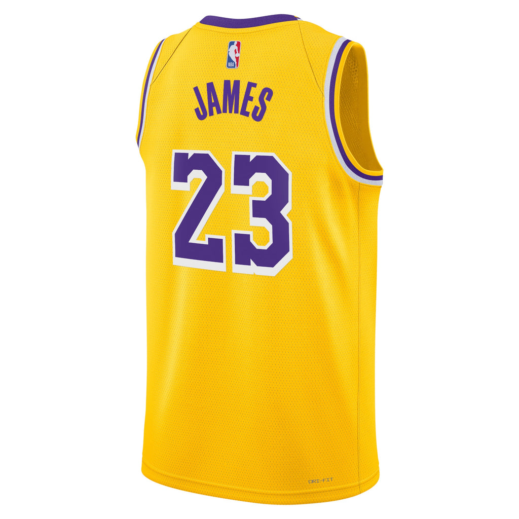 Unisex Lebron James Los Angeles Lakers Icon Edition Swingman NBA Basketball Jersey - Gold - view 4