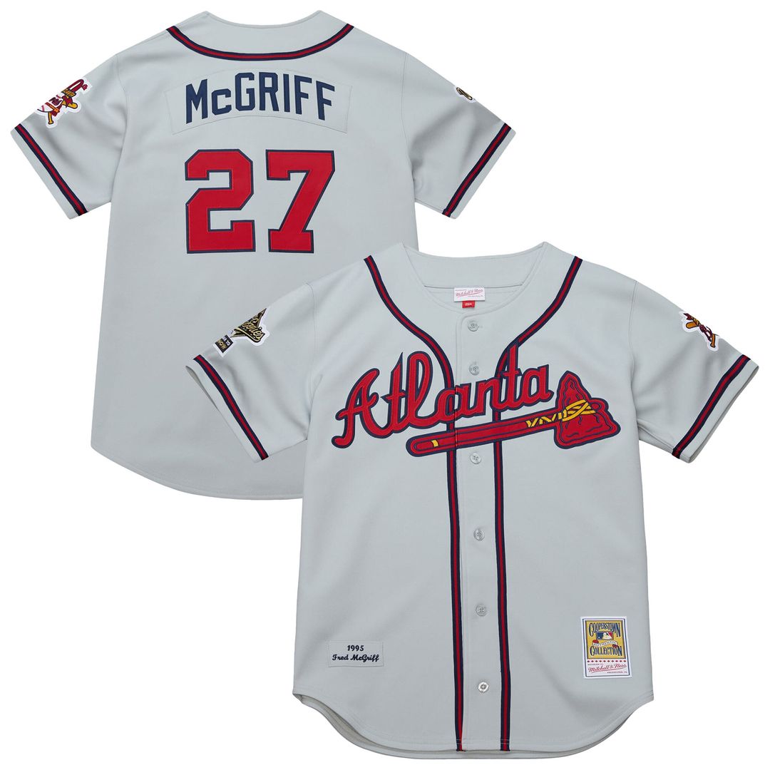Men's Atlanta Braves Fred McGriff Gray 1995 Throwback MLB Baseball Jersey - view 1