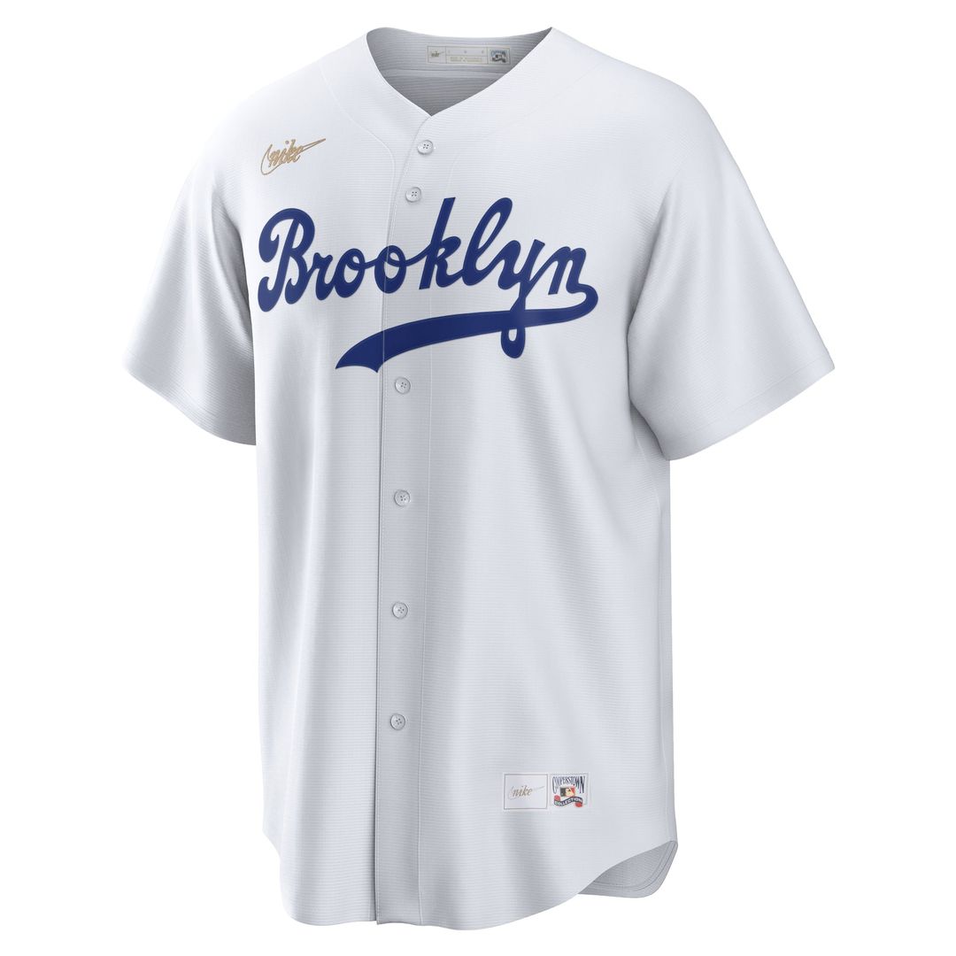 Men's Brooklyn Dodgers Jackie Robinson White Cooperstown Collection Jackie Robinson Day MLB Baseball Jersey - view 2