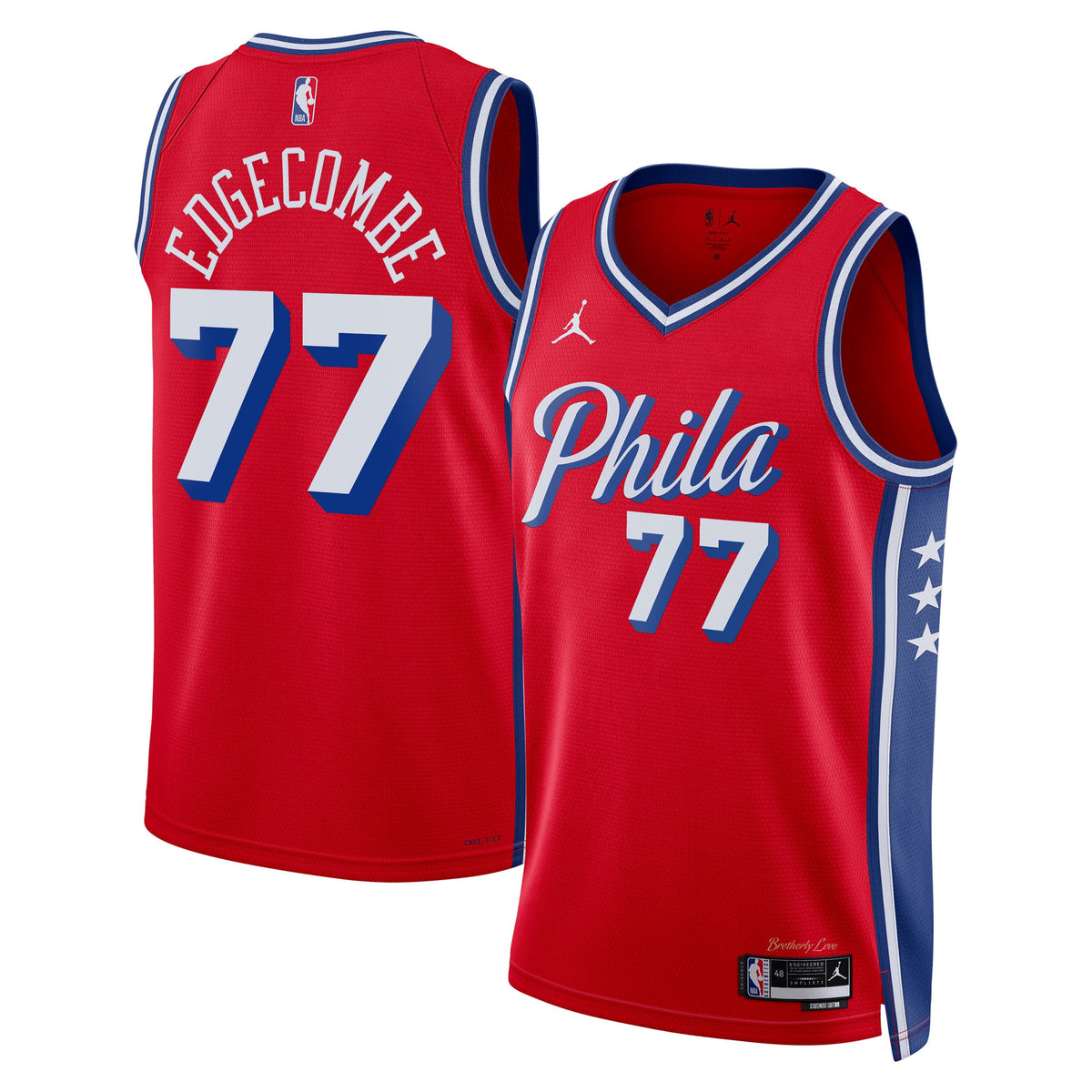Unisex VJ Edgecombe Philadelphia 76ers Statement Edition Swingman NBA Basketball Jersey - Red - view 1