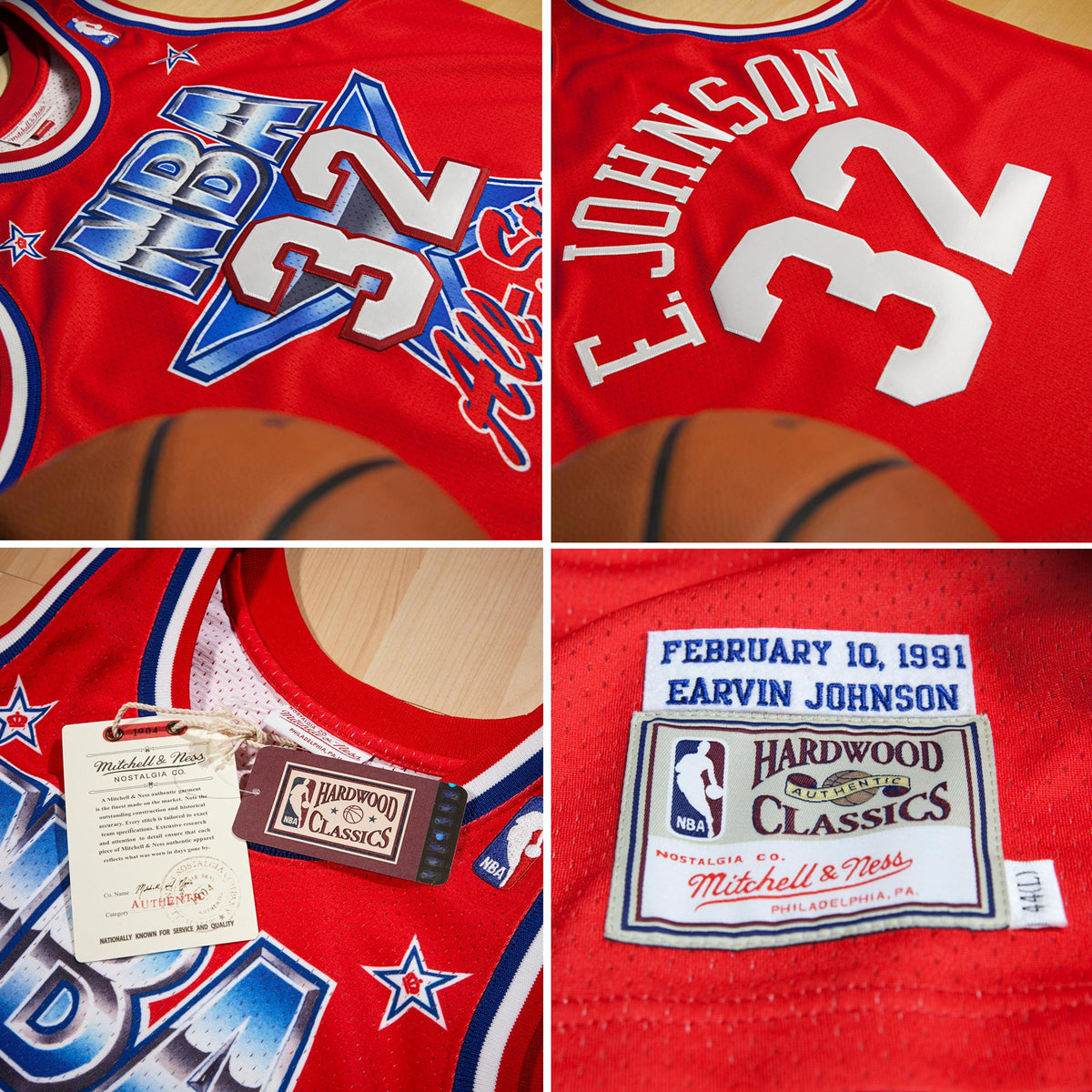 Men's NBA All-Star West Magic Johnson 1991 Jersey - Scarlett - view 4
