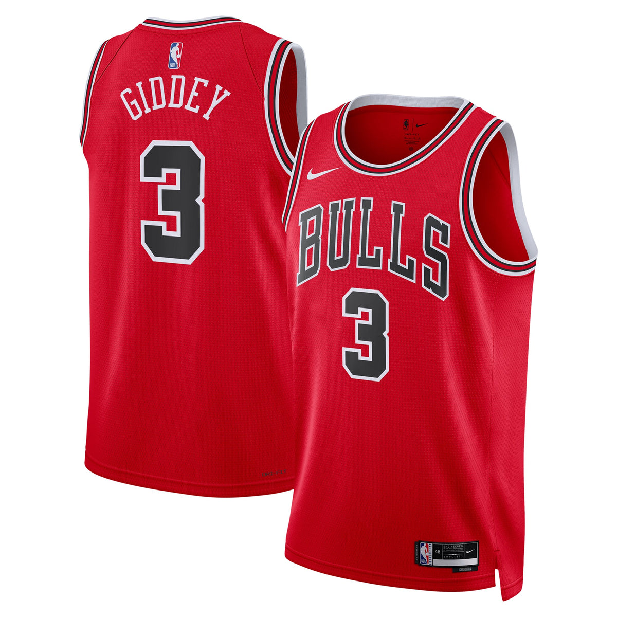 Unisex Chicago Bulls Icon Swingman NBA Basketball Jersey - Giddey 3 - view 1