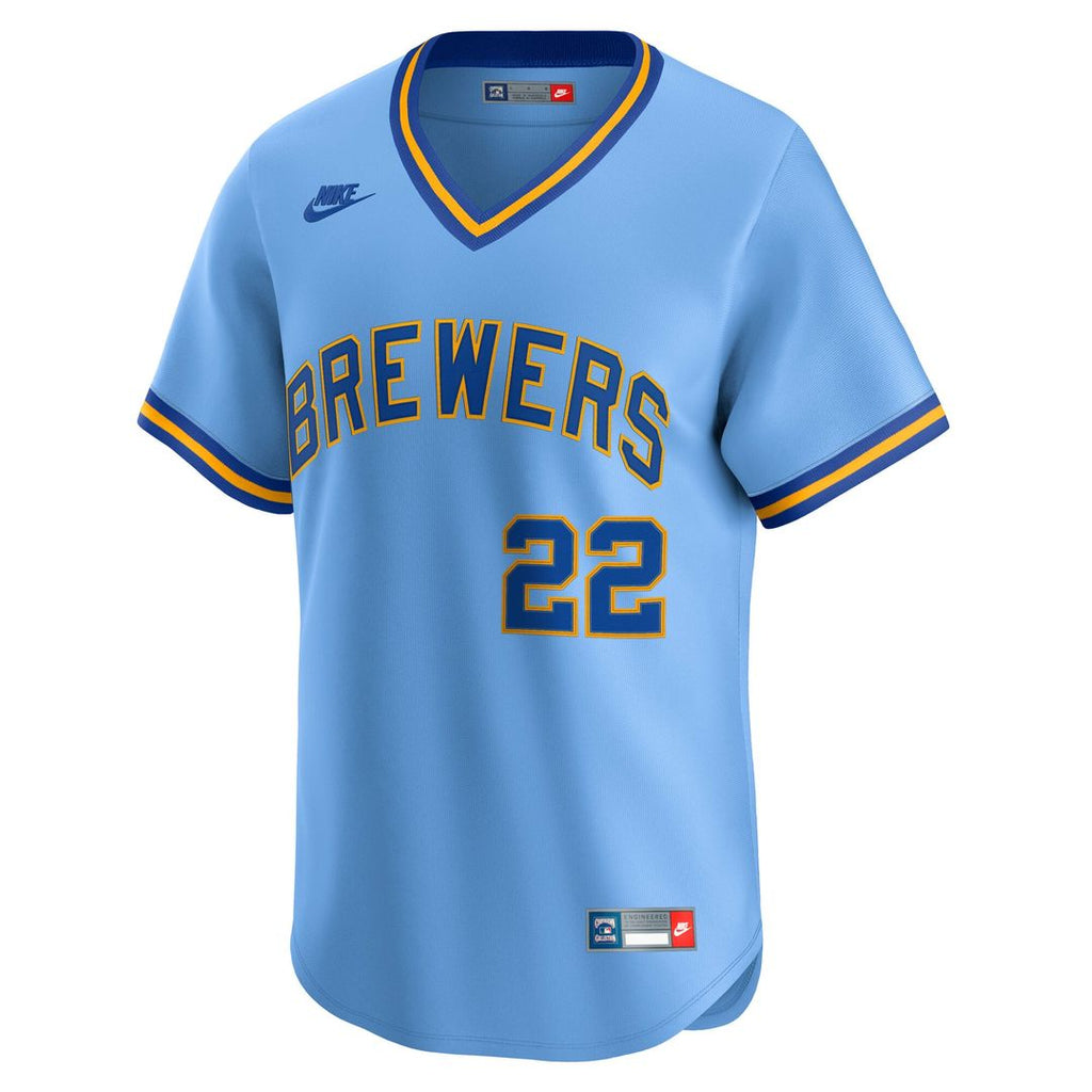 Men's Milwaukee Brewers Christian Yelich Powder Blue Cooperstown Collection Limited MLB Baseball Jersey - view 2