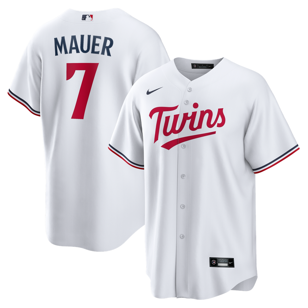 Men's Minnesota Twins Joe Mauer White Home Retired Player Replica MLB Baseball Jersey - view 1