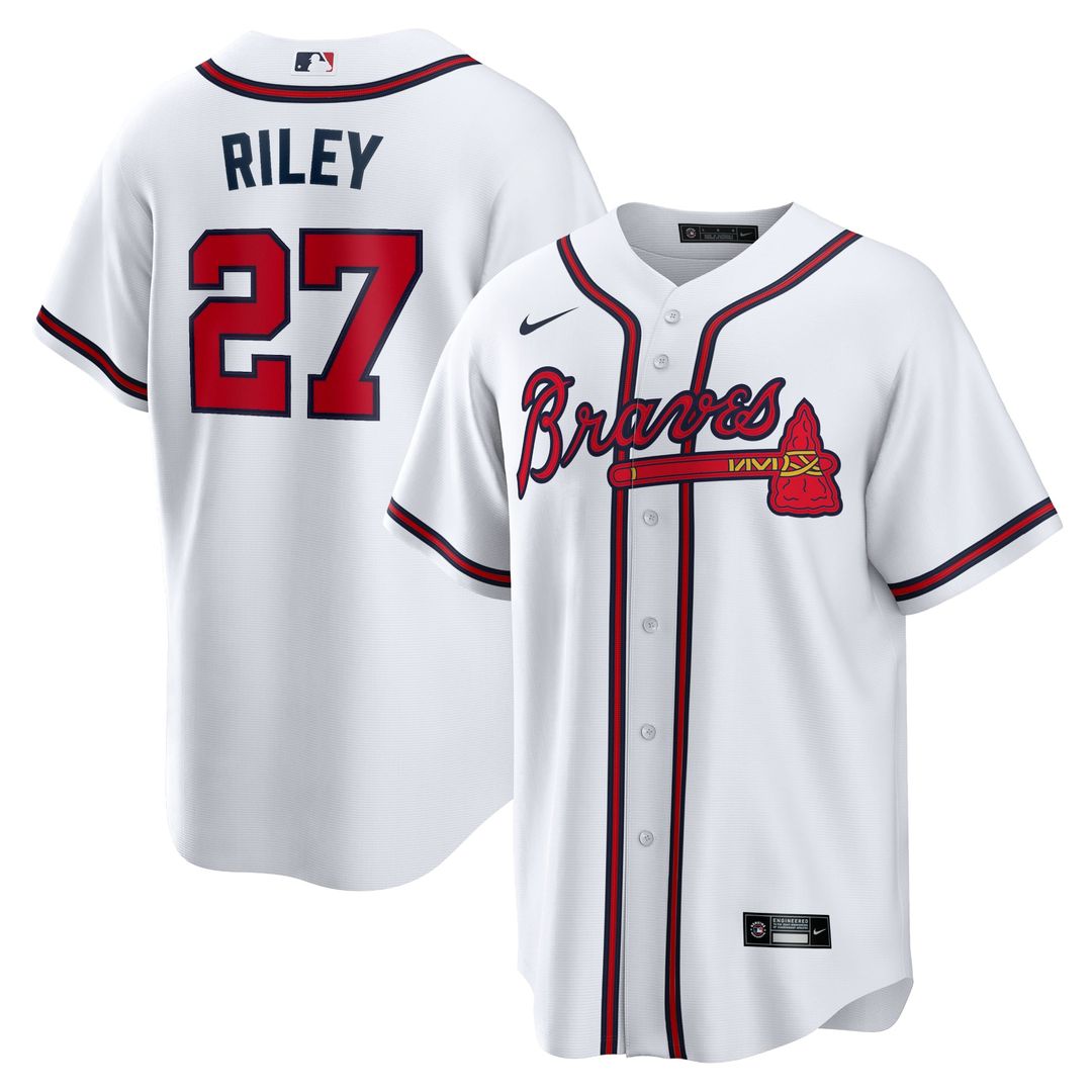 Men's Atlanta Braves Austin Riley White Home Replica MLB Baseball Jersey - view 1