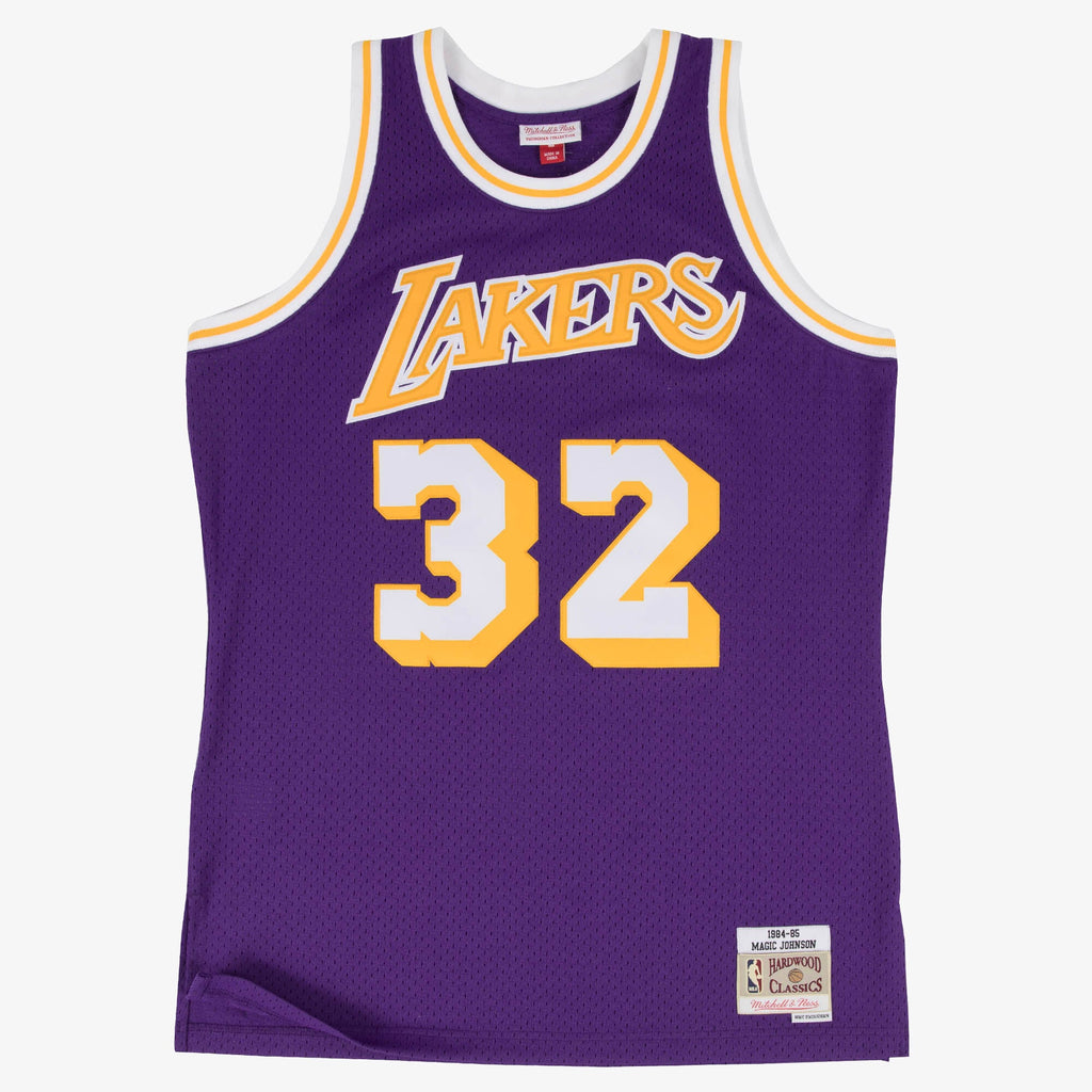 Men's Los Angeles Lakers Swingman NBA Basketball Jersey Road Magic Johnson 1984-85 - view 1