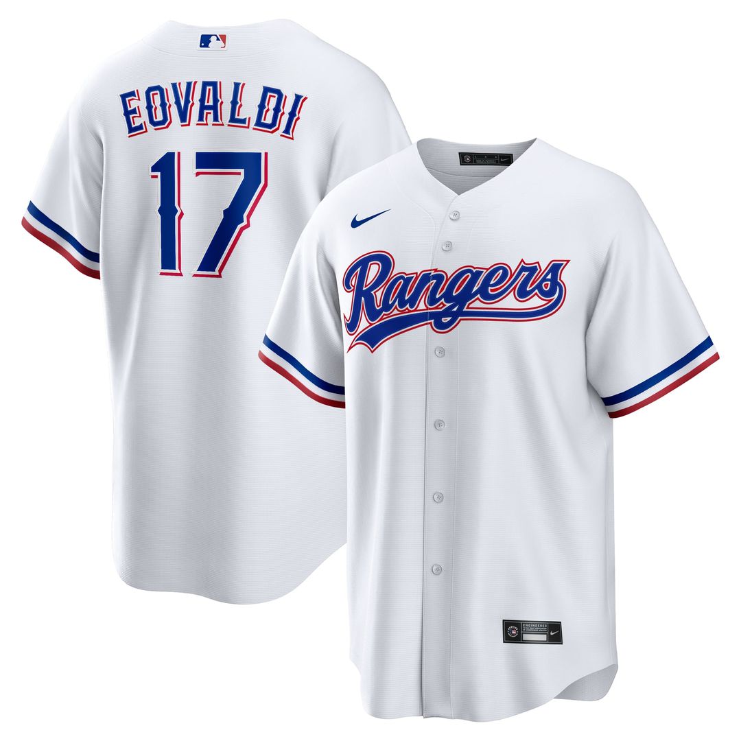 Men's Texas Rangers Nathan Eovaldi White Home Replica MLB Baseball Jersey - view 1