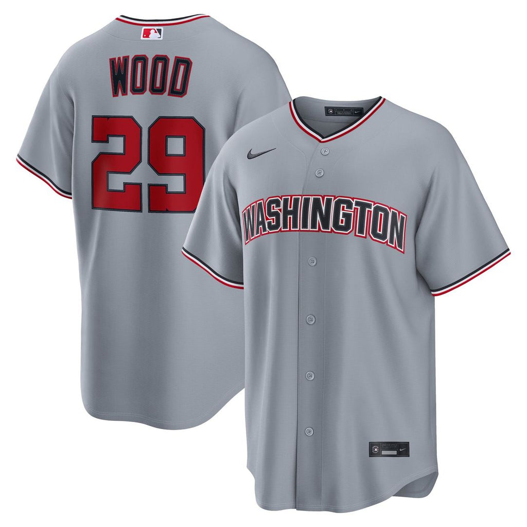 Men's Washington Nationals James Wood Gray Road Replica MLB Baseball Jersey - view 1