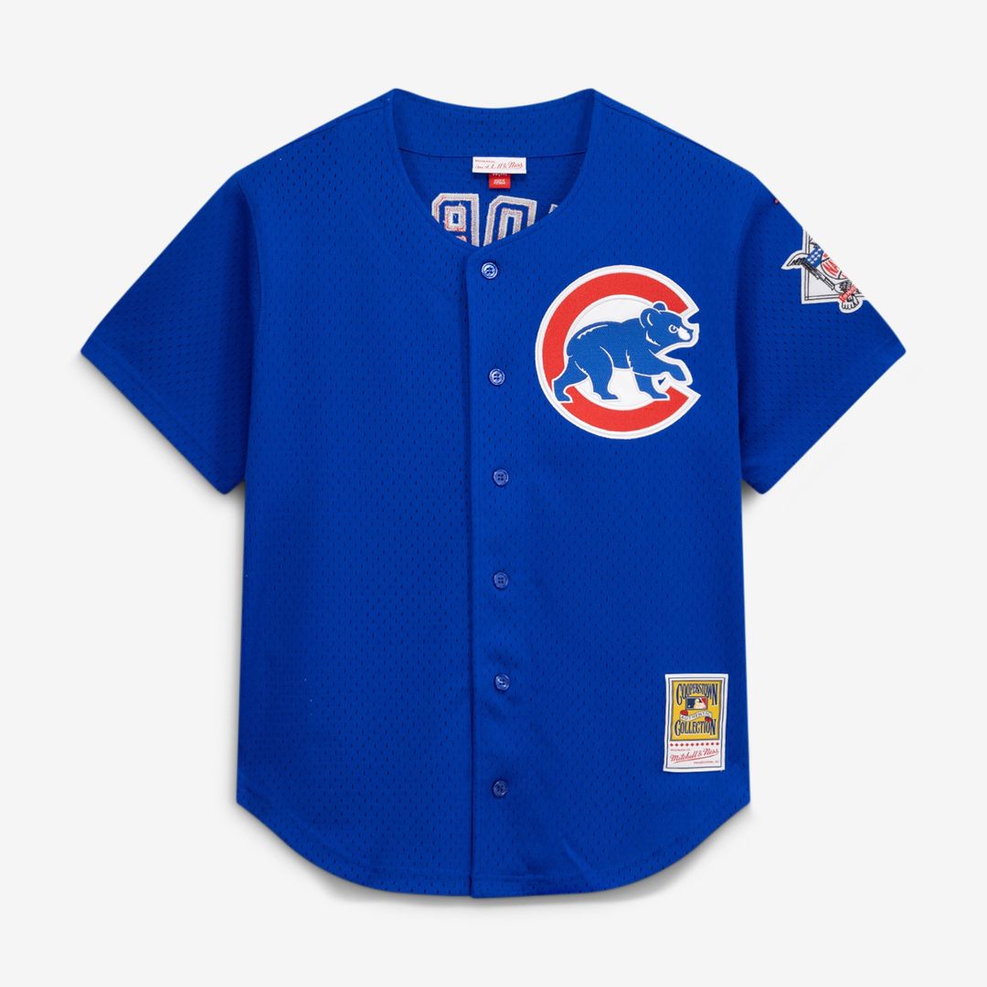 Men's Chicago Cubs Ryne Sandberg Royal Cooperstown Collection 1997 Mesh Batting Practice Button-Up MLB Baseball Jersey - view 1