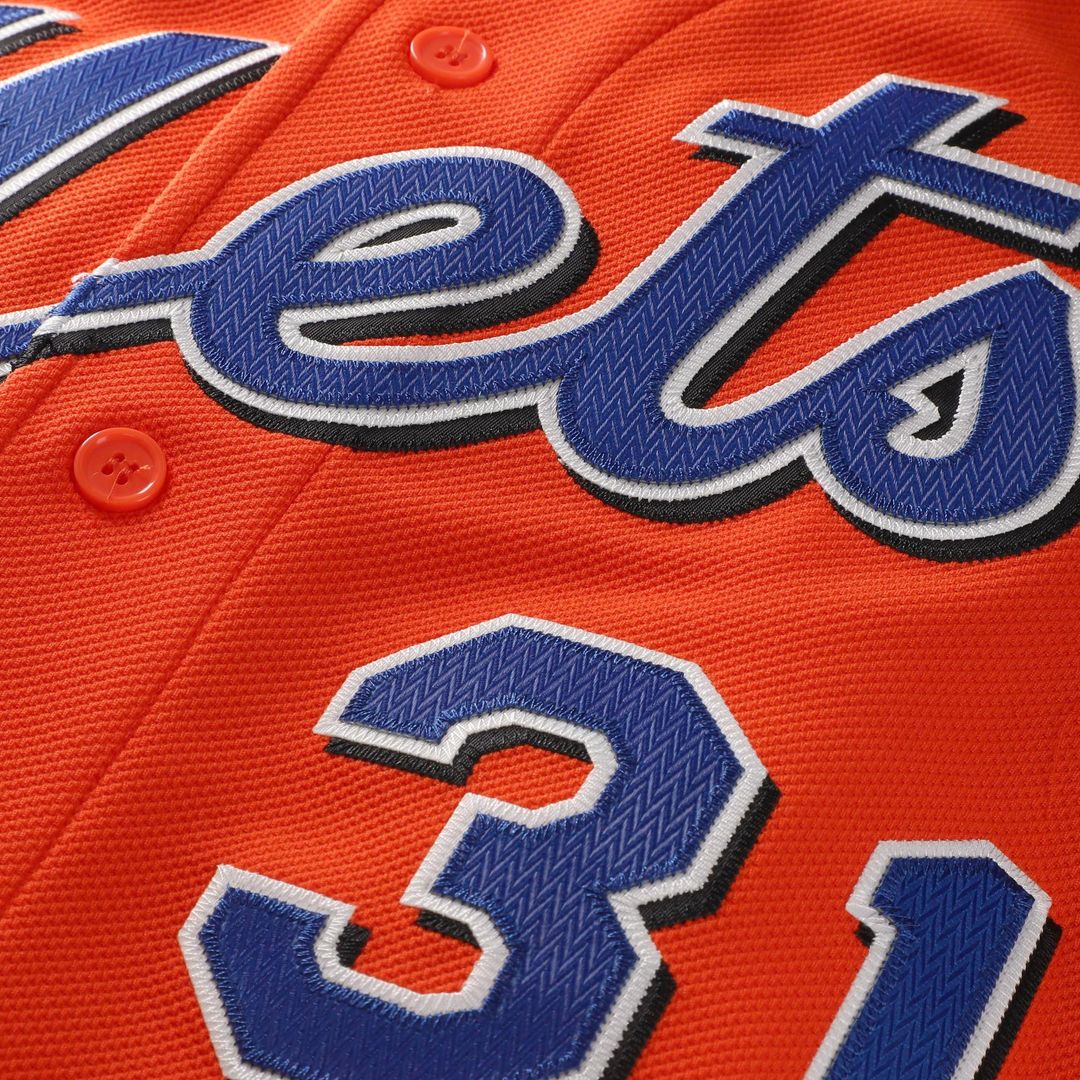 Men's New York Mets Mike Piazza Orange Cooperstown Collection Mesh Batting Practice Button-Up MLB Baseball Jersey - view 4