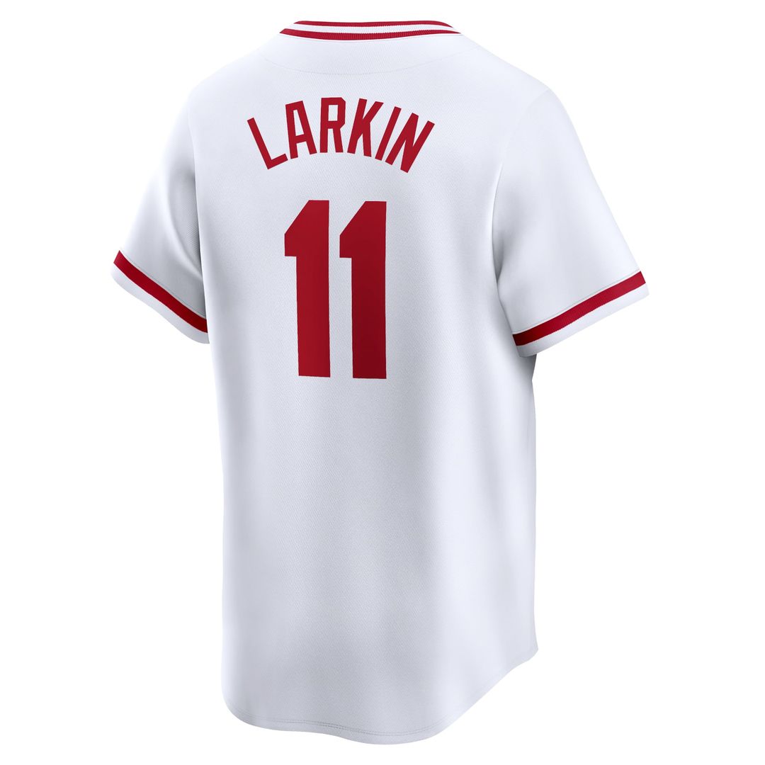 Men's Cincinnati Reds Barry Larkin White Throwback Cooperstown Limited MLB Baseball Jersey - view 3