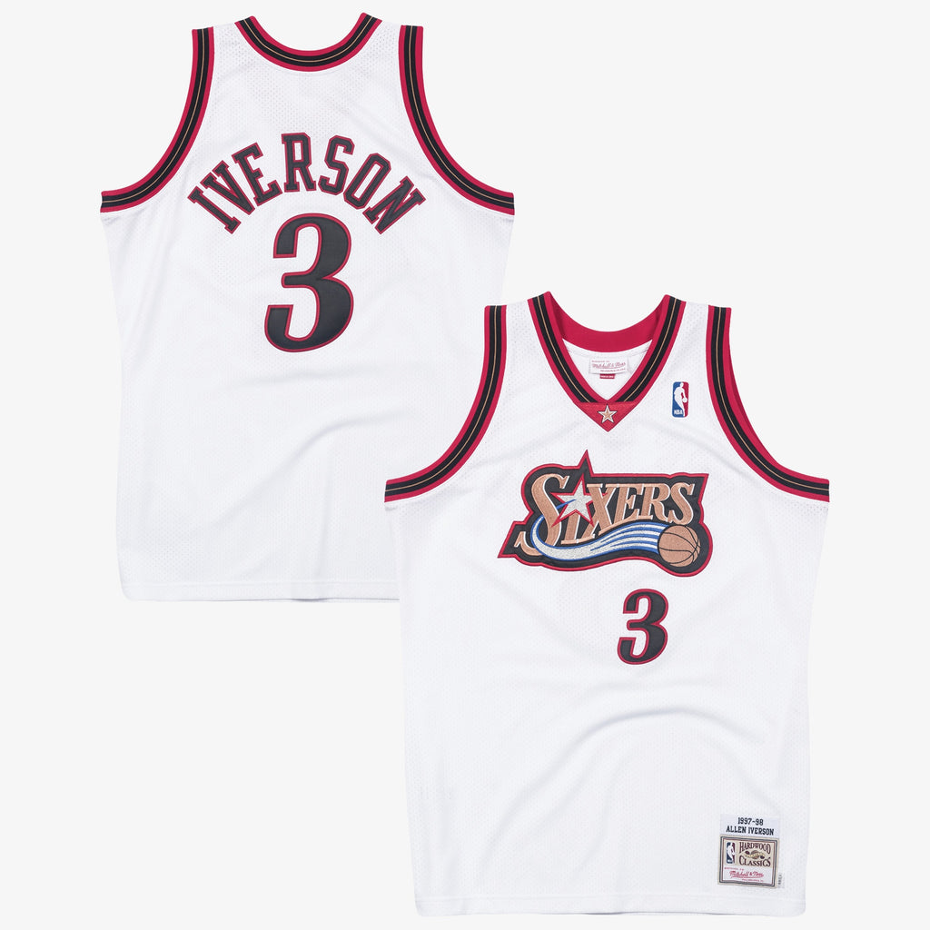Men's Philadelphia 76ers Allen Iverson 1997 NBA Basketball Jersey - White - view 1