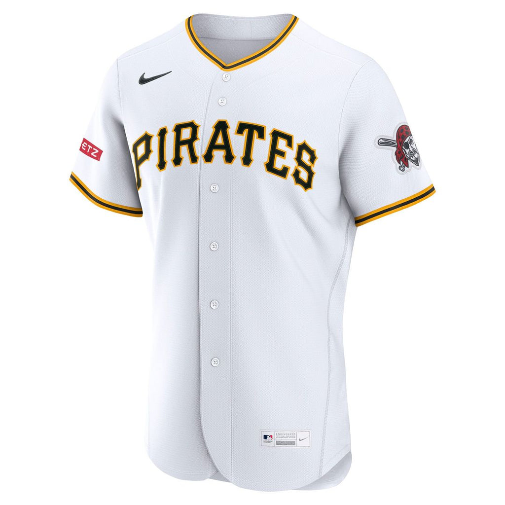 Men's Pittsburgh Pirates White Home Sponsor Patch MLB Baseball Jersey - view 2