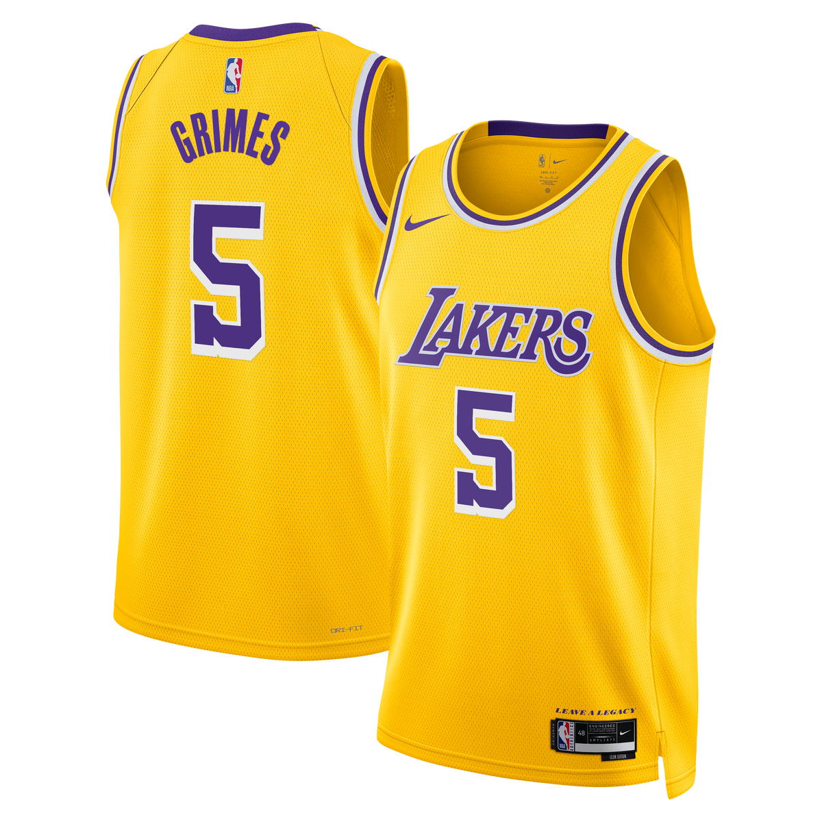 Unisex Quentin Grimes Los Angeles Lakers Icon Edition Swingman NBA Basketball Jersey - Gold - view 2