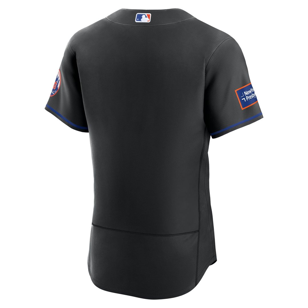 Men's New York Mets Black Alternate Sponsor Patch MLB Baseball Jersey - view 6