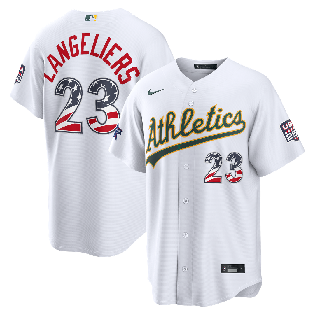 Men's 2026 All-Star Edition Stars & Stripes Men's Athletics Shea Langeliers White Stadium MLB Baseball Jersey - view 1