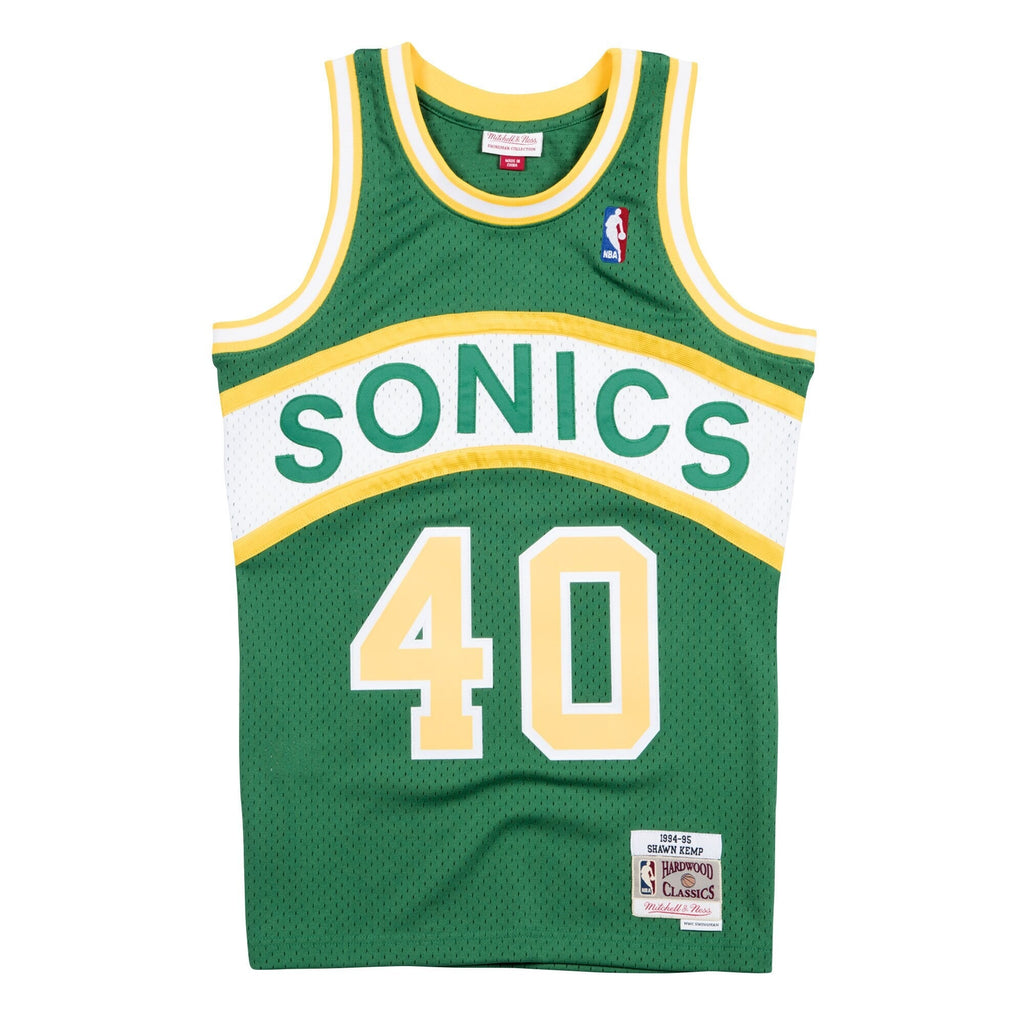 Men's Seattle Supersonics Shawn Kemp Hardwood Classics Road Swingman NBA Basketball Jersey - view 2