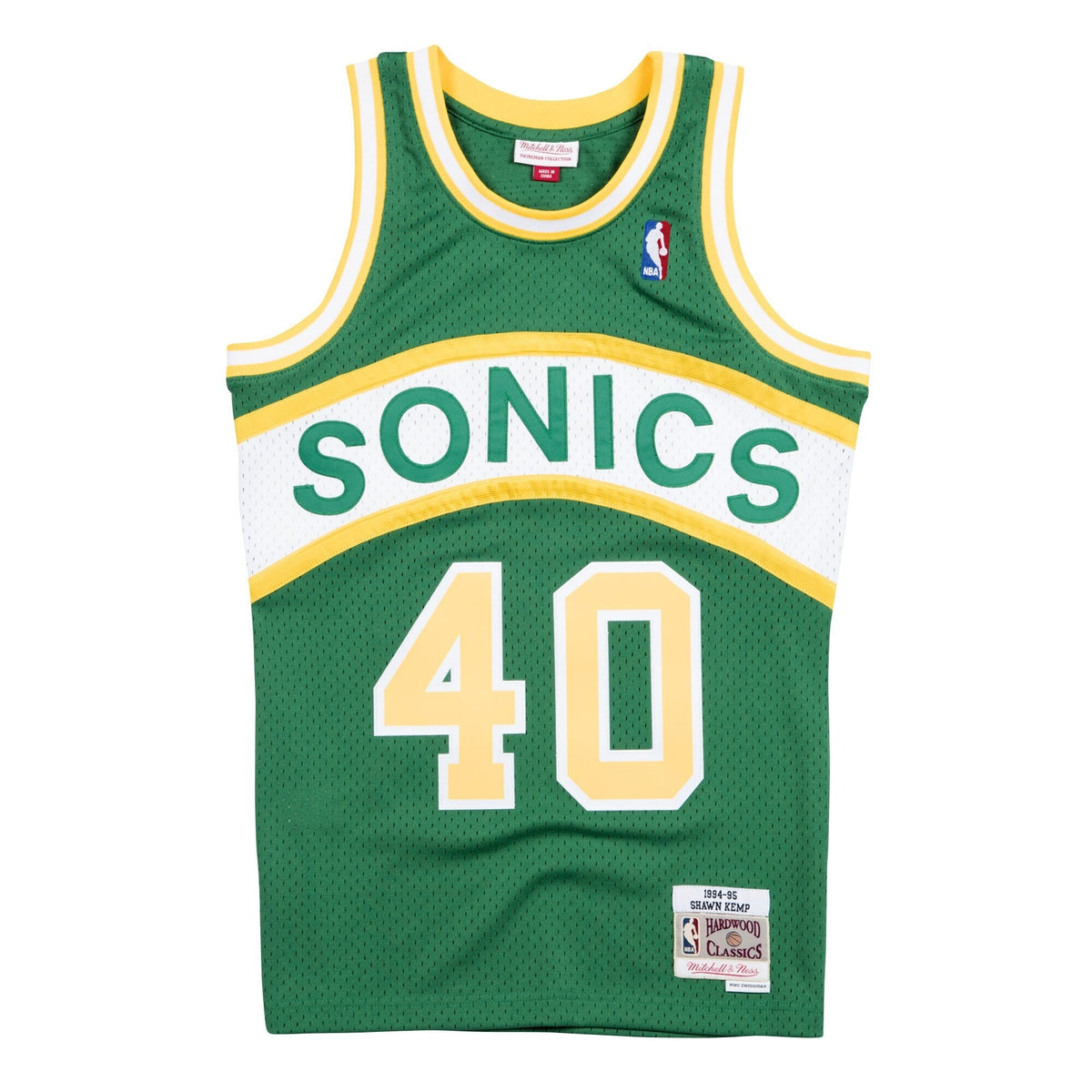 Men's Seattle Supersonics Shawn Kemp Hardwood Classics Road Swingman NBA Basketball Jersey - view 2